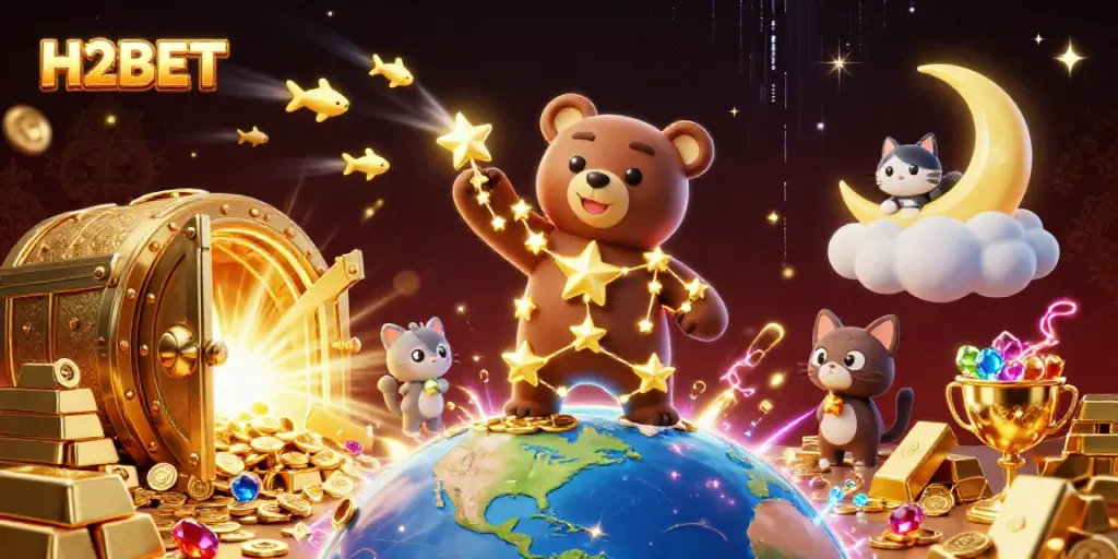 Experience excitement at H2BET with vibrant treasures and magical winning symbols.