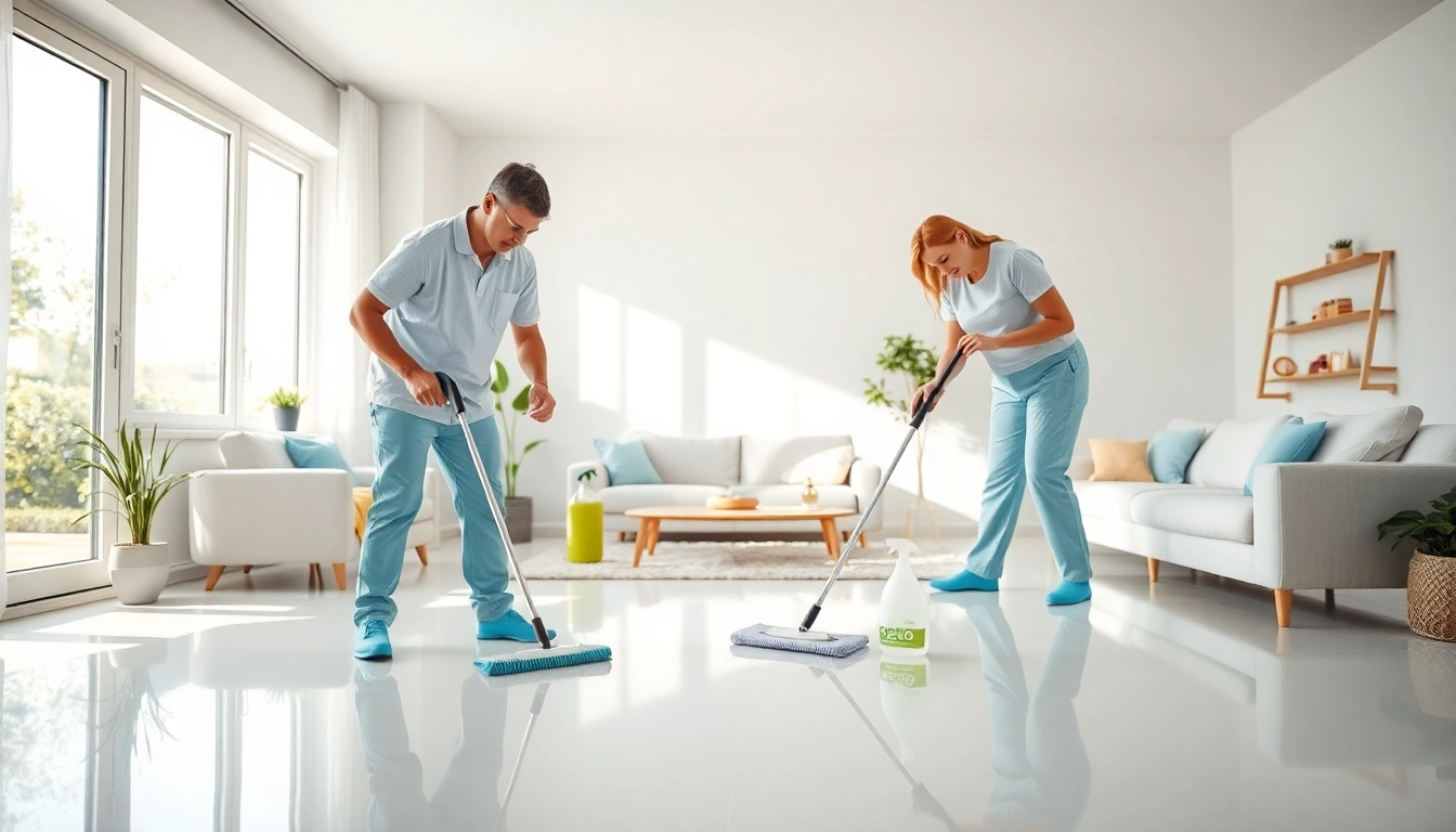 Experience deep cleaning services USA with professionals enhancing a bright living space.