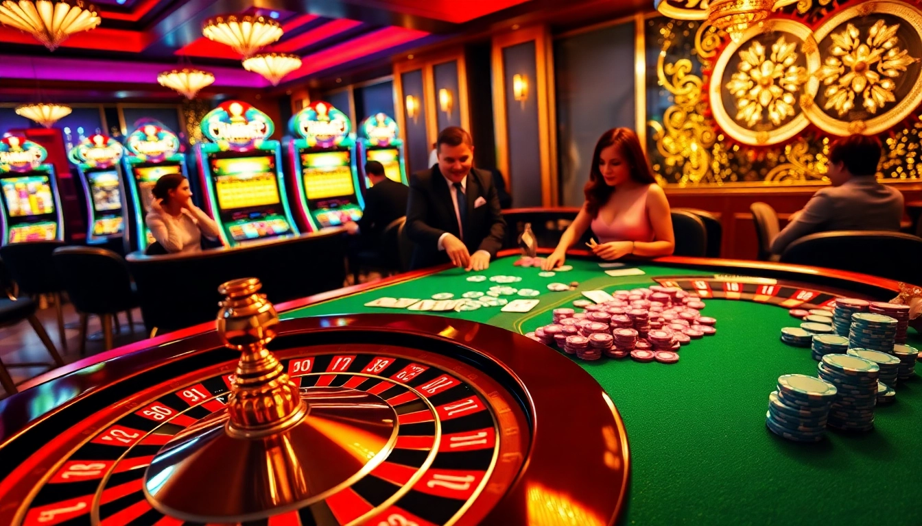 Exciting gambling scene at KEONHACAI casino table with colorful poker chips and cards.