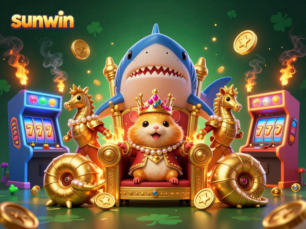 Engage with sunwin, a captivating gameplay scene with vibrant arcade elements and royal gaming characters.