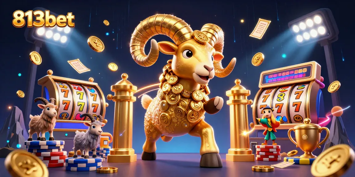 Aposte com 813bet e desfrute de uma ilustração 3D vibrante dos jogos de cassino, com máquinas caça-níqueis e prêmios.