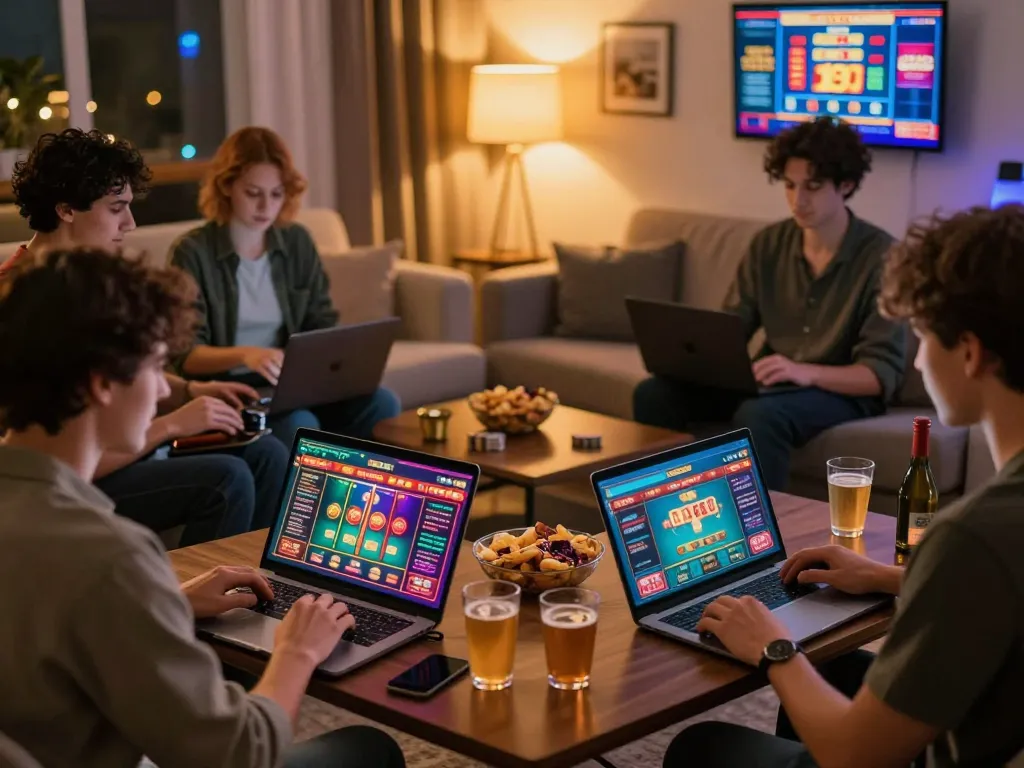 Players enjoying online games at home, engaging with 789wim platform for a thrilling experience.