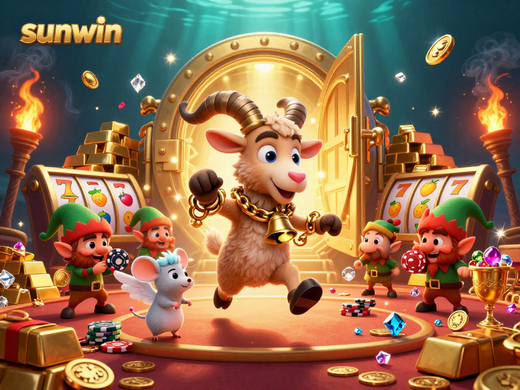 Experience the thrill at Sunwin casino with a festive Krampus goat and mischievous gremlins stealing chips!
