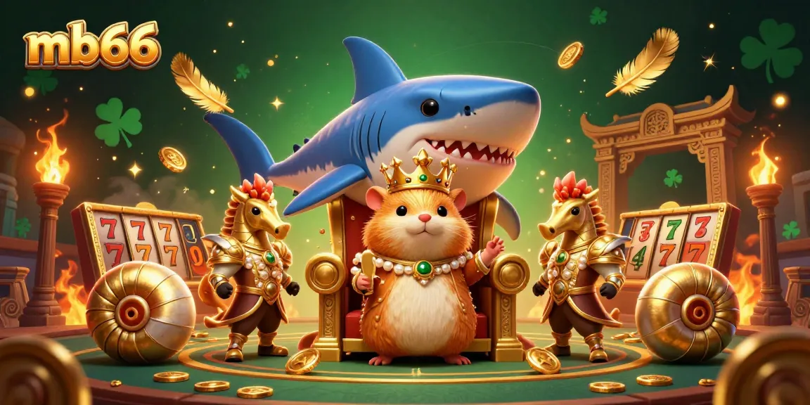 Experience excitement with mb66's dynamic casino scene featuring the golden hamster king and vibrant game elements.
