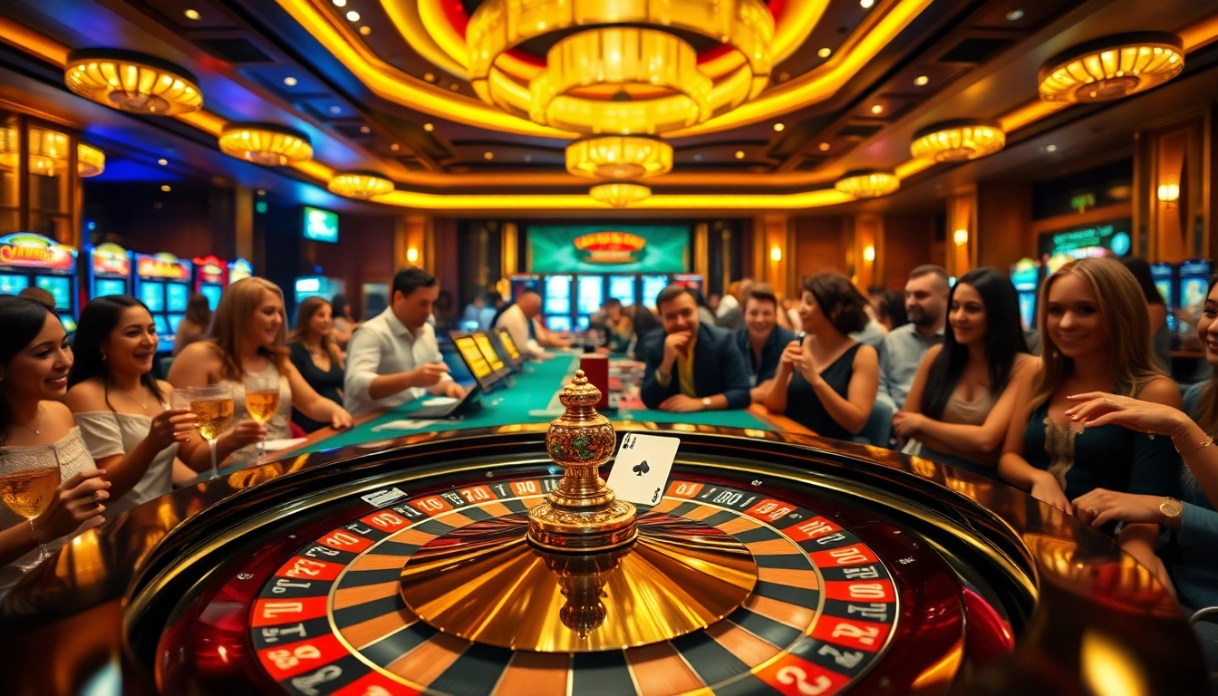 Experience the excitement of DW8 in a vibrant casino atmosphere with roulette, cards, and winning players.