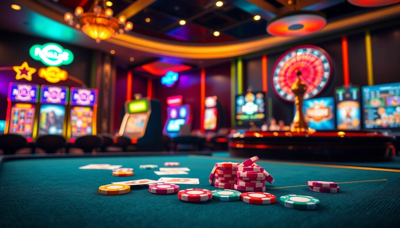 Experience the thrill of gaming at Hi88 with vibrant casino tables and poker chips.