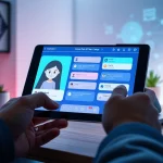 Engaging user experience with Crushon AI on a sleek tablet in a modern workspace.