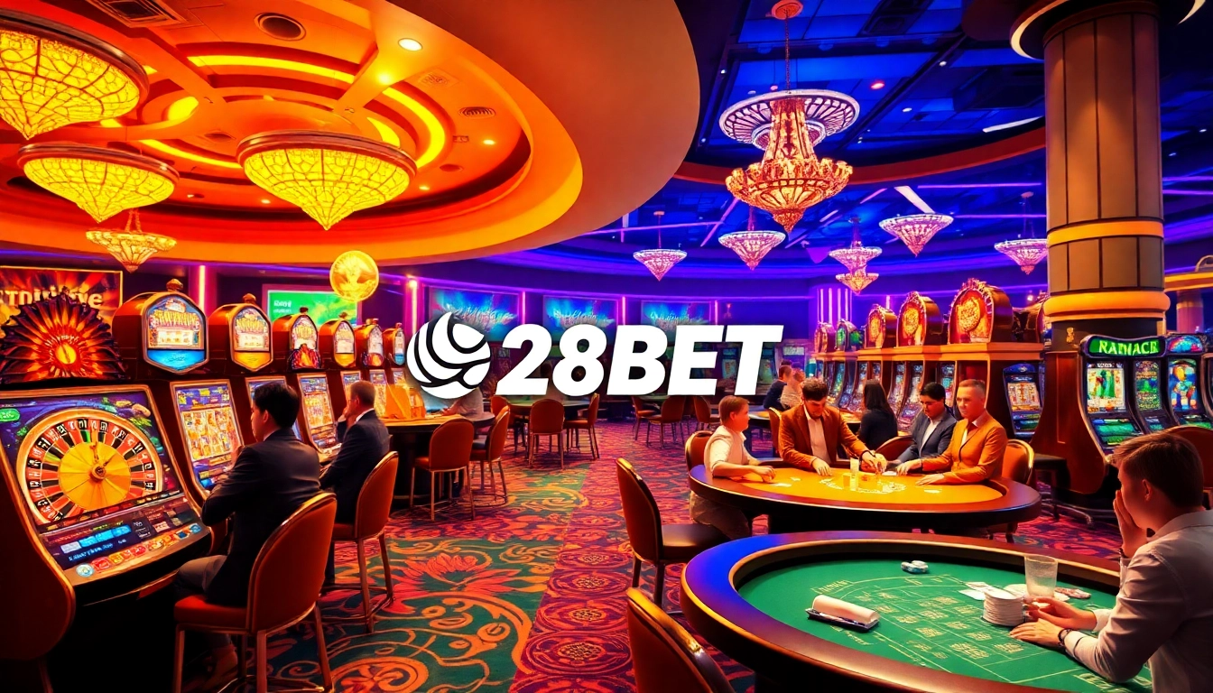 Players enjoying high-stakes games at 28BET casino, showcasing the thrill of gambling.