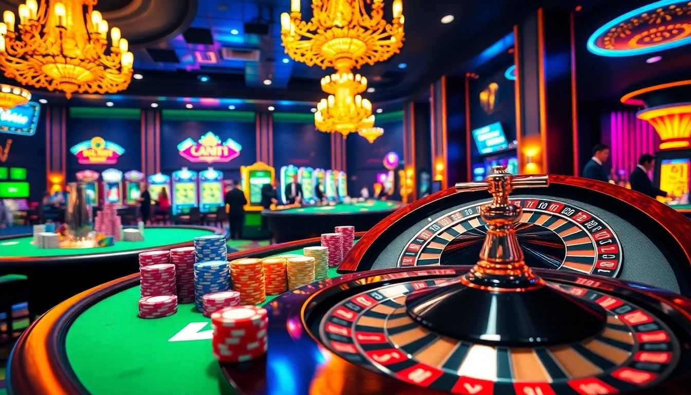 Engaged players enjoying a thrilling casino game at Sun win with vibrant poker chips and cards.